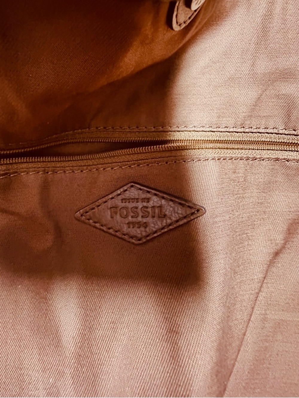 Fossil Cognac Brown Leather Tote Bag - Picture 8 of 16